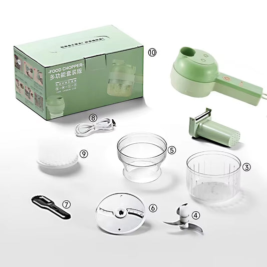 5-in-1 Portable Electric Vegetable Cutter Set - Rechargeable Wireless Food Processor and Chopper for Peppers, Garlic, and Meat